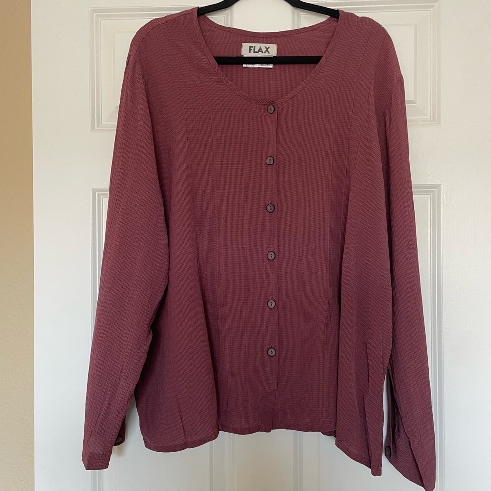 Flax Long Sleeve Gingham/Plaid Blouse Size Large
